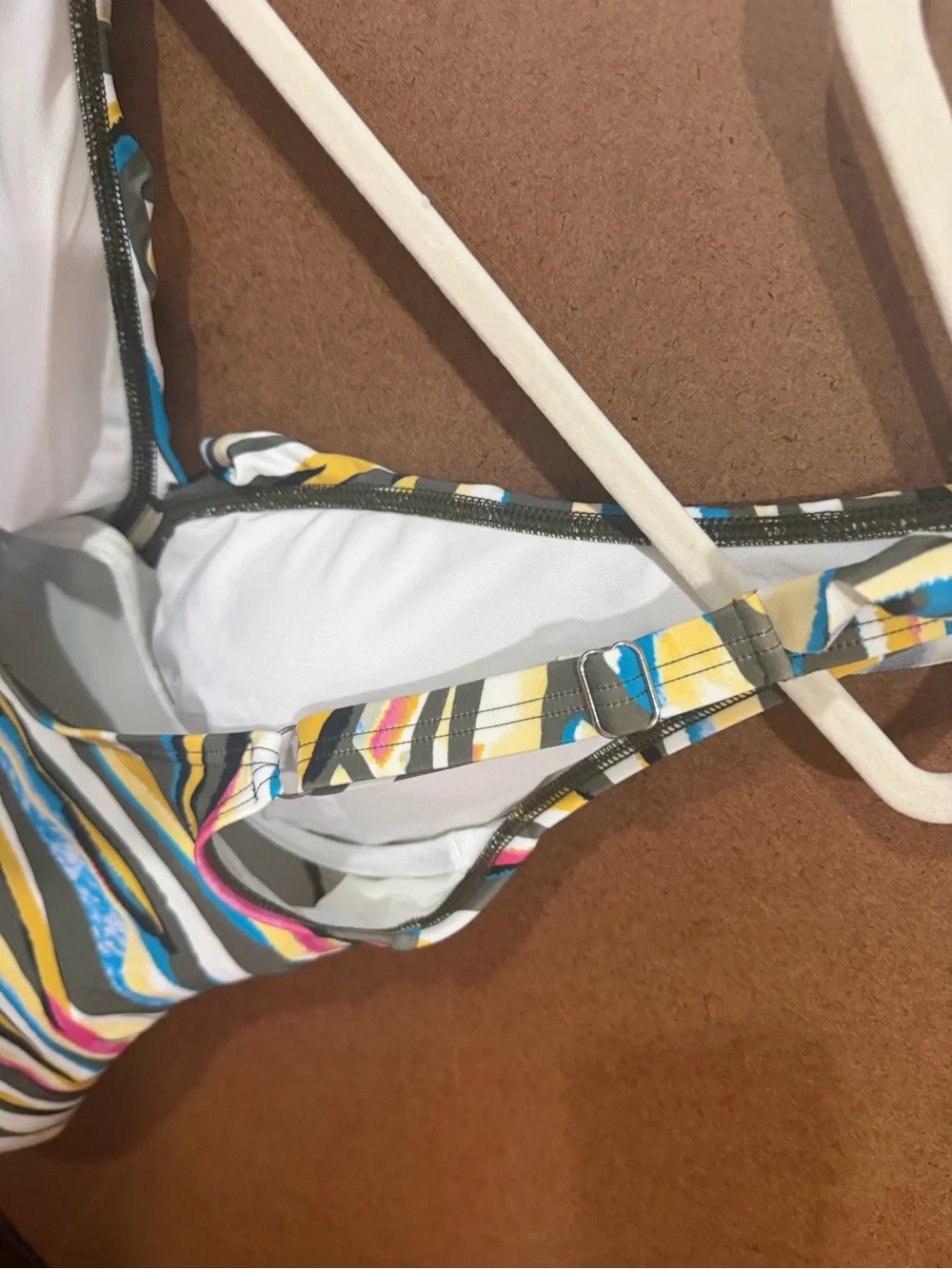 DKNY Multicolor Striped One-Piece Swimsuit ruffled v-neckline. Tummy control.8 - Picture 7 of 12